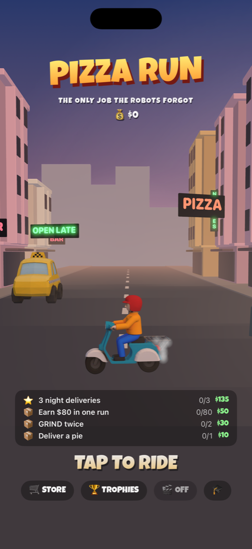 Pizza Run main menu